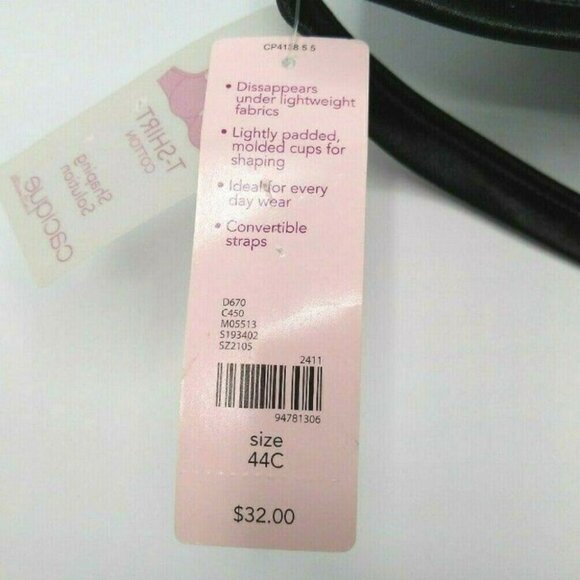 Lane Bryant Cacique Bra Lightly Lined T Shirt Cotton Blend Plus 44C Black NEW - Picture 7 of 8